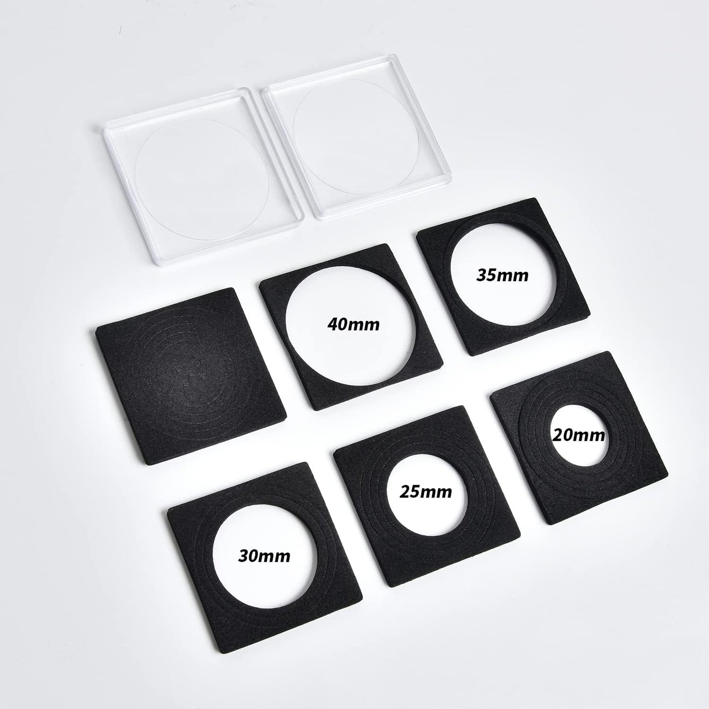 PAIYULE 96 Pieces 46mm Coin Capsules, with Foam Gasket and Plastic Storage Organizer Box, 6 Sizes (20/25/27/30/38/46mm) Coins Collector Case Holder for Coin Collection Supplies(Black)
