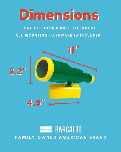 Barcaloo Kids Playset Telescope - Outdoor Backyard Playground Accessories for Kids, Pirate Telescope for Swingset, Jungle Gym, Treehouse, and Playset Accessories