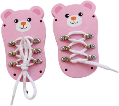 Tie Lacing Toy Wooden Busy Board Hand Eye Coordination Fine Motor Skills