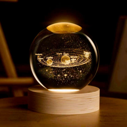3D Solar System Crystal Ball, 2.4in Universe Gifts Decorative Quartz Glass Ball, Space Laser Engraved Model Astronomy Decor, Physics Display Sculpture Home Decor Crafts for Friends Mom Women Boys