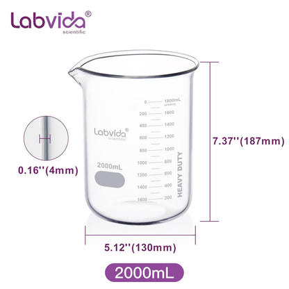 12pcs 50ml Upgrated Thick Glass Beakers, Shot Glass Beaker set, 3.3 Boro Griffin Low Form, Double Scale, LVA003