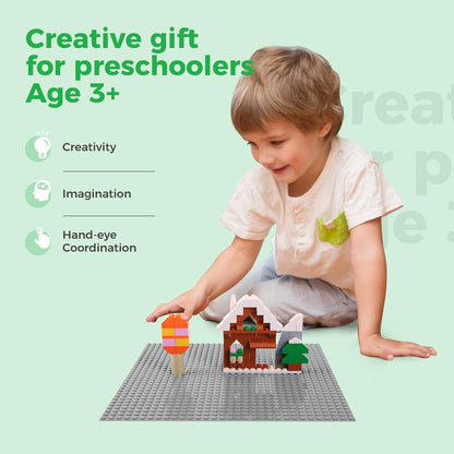 Classic Baseplates Building Plates-10" x 10" Building Boards,100% Compatible with All Major Brands and Activity Table, Creative Platforms Mats for Toy Bricks (Sand, 8 Pack)