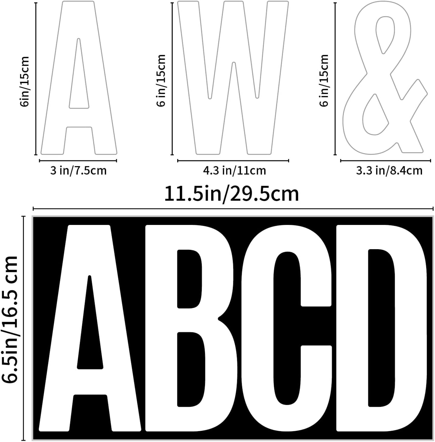480 Pcs Waterproof 3" Vinyl Alphabet & Number Stickers - Self-Adhesive for Mailboxes, Windows, Doors, Signs, Vehicles & More, Black