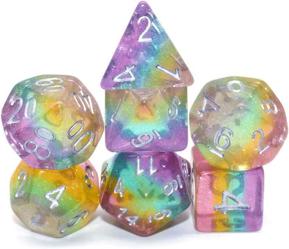 Polyhedral DND Dice Set RPG Rainbow Dice for Dungeons and Dragons(D&D) Role Playing Game,MTG,Pathfinder,Table Game,Math Games Dice Set with Dice Pouch