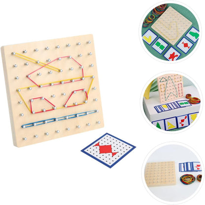 BESPORTBLE Boys and Girls Mathematics Learning Tools Geoboard for Boys and Girls Nail Board Elastic Strips Educational Geometry Tool Creative Teaching Aid