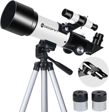 Telescopes, Telescope for Kids and Adults Beginners, 70mm Aperture 400mm Focus Length Refractor Travel Telescope with AZ Mount for Observe The Moon and Landscape (Blue)