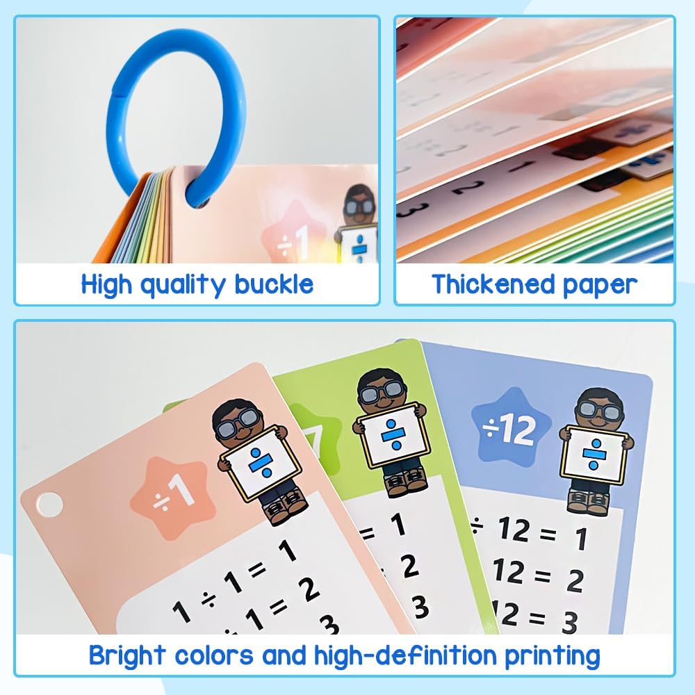 Lachilly Multiplication Flash Cards 0-12 with 2 Dry Erase Pens, Educational Times Table Flashcards for Kids, Self Check Classroom Home Learning Aids, Elementary School Teacher Teaching Aids, 15 Cards