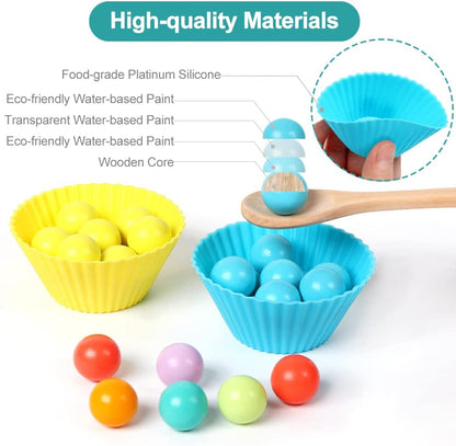 Kids Wooden Toy, Children's Toys for 3 Years Old, Montessori Board, Fine Motor Early Education Color Recognition Chopsticks Clip Beads Hands Brain Training