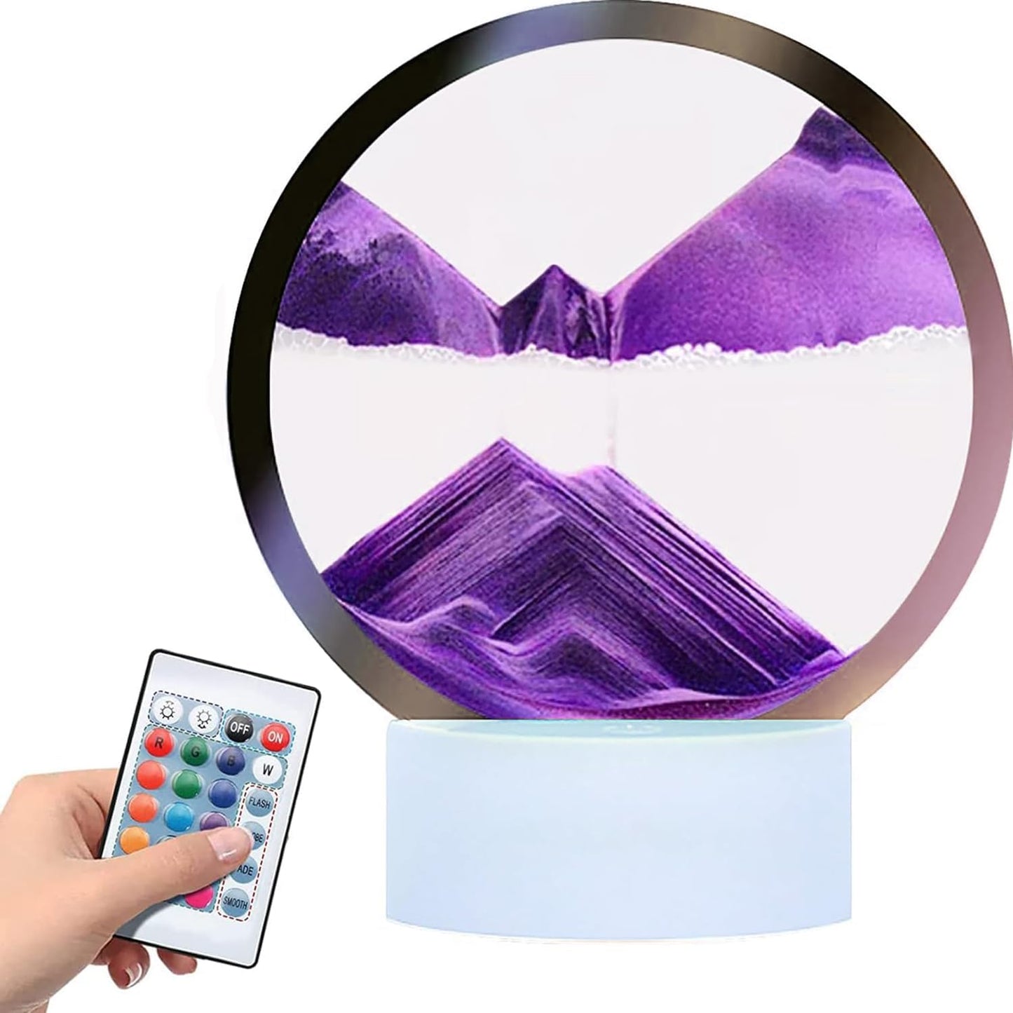 Moving Sand Art Picture Round Glass 3D Deep Sea Sandscape in Motion Display Flowing Sand Frame, Large Desktop Art Toys, Home & Office Desktop Decorations(Black, RC-Crotrol)