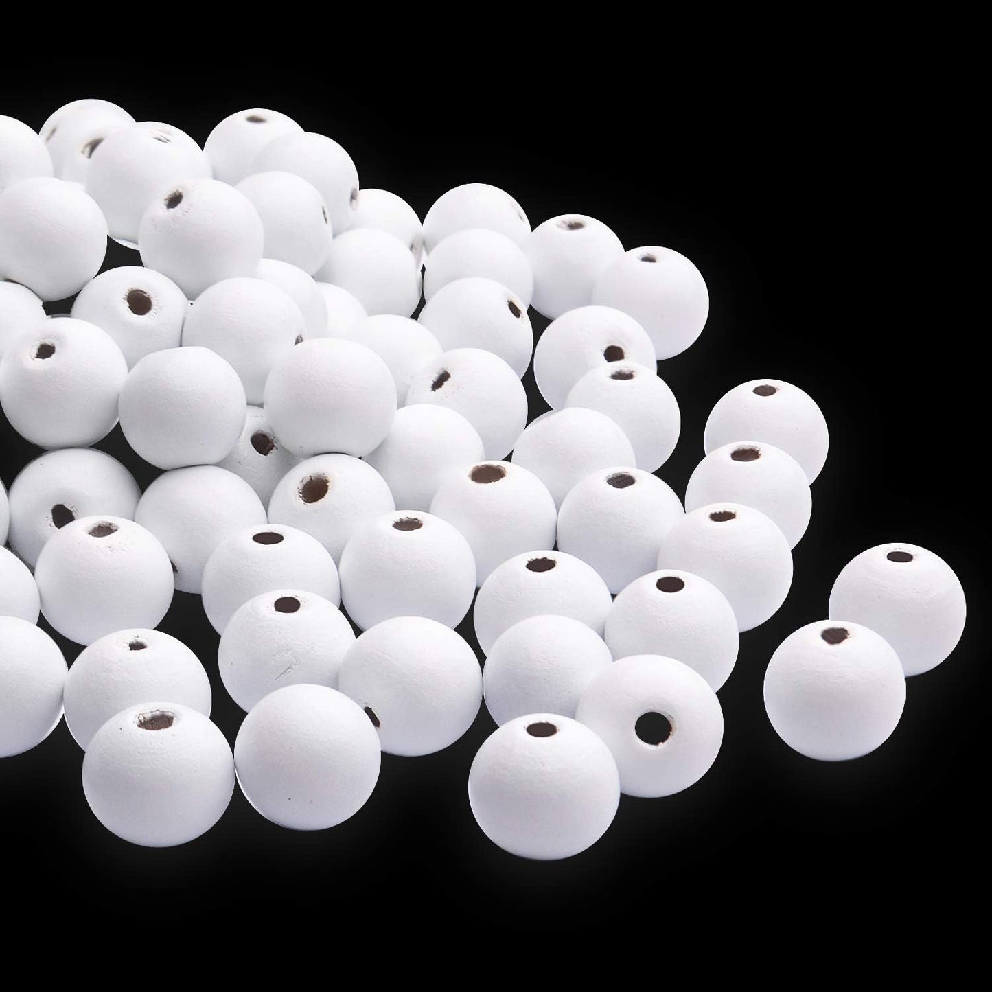 Aylifu Round Wooden Beads, 50 pcs 25mm Natural Unfinished Wooden Spacers for DIY Crafts Jewelry Making, White, Hole: 5mm