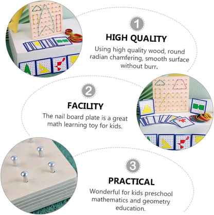 BESPORTBLE Boys and Girls Mathematics Learning Tools Geoboard for Boys and Girls Nail Board Elastic Strips Educational Geometry Tool Creative Teaching Aid