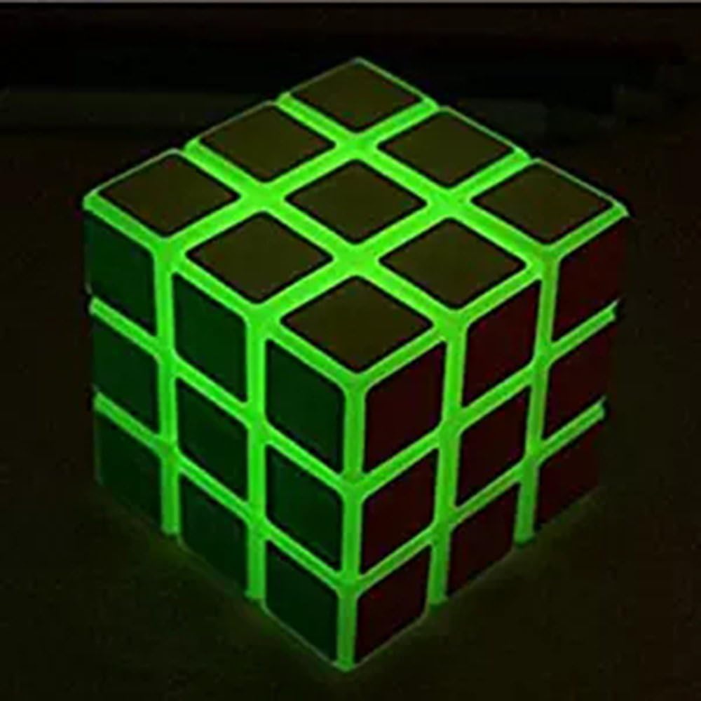 3x3 Blue Fluorescent Speed Cube Glow in Dark Magic Speed Cube 3-D Brain Teasers IQ Puzzles for Kids and Adults (3x3 Blue Fluorescent)