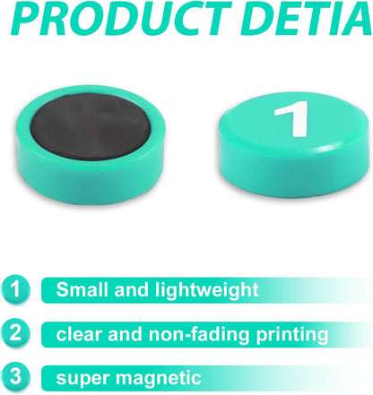 1-50 Magnetic Numbers, 0.8" Multi-Use Numbered Magnets Round Dry Erase Board Number Magnets for Fridge Calendar Whiteboard Home Classroom Office Supplies (Green)