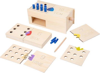 Wooden Montessori Toddler Counting Peg Board Box - Numbers & Math Toys for 1-3 Year Olds