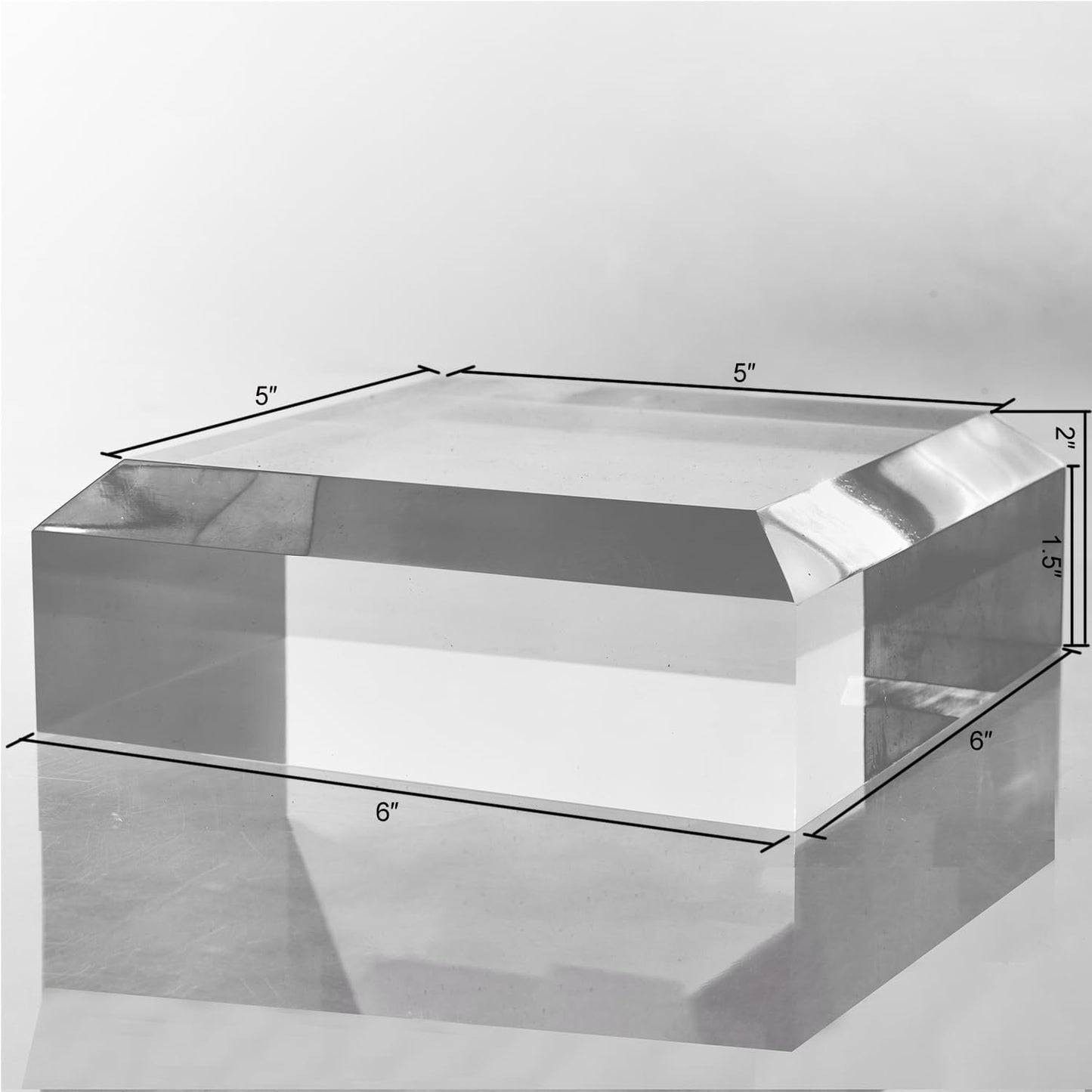 CiaoHER 2in Thickness Beveled Solid Acrylic Display Block Clear Polished Pedestal Stand Riser Solid Base (10x10)