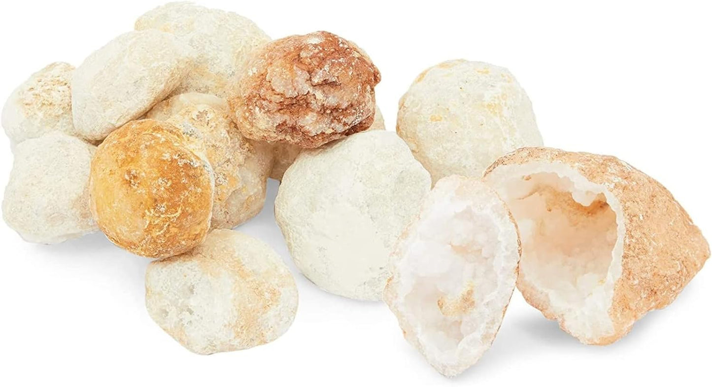 Okuna Outpost Geodes for Kids to Break Open - Quartz, Amethyst & Calcite Crystal Kit - Rock Kit & Mystery Box - 2 lb, 12-Piece Set