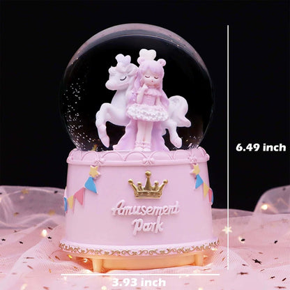 Snow Globe Birthday Gift for Girls,Princess Crown Snow Globe with Music, Automatic Snow Drift, Large Size Daughter Snow Globes Gifts for Christmas Decoration Birthday Gift (Pink)