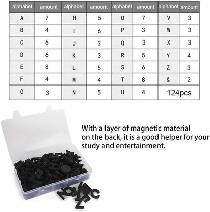 Firlar 124Pcs Magnetic Letters, Uppercase Alphabet ABC Magnets for Fridge Refrigerator, Foam Alphabet Letters Refrigerator Magnets Educational Tools for Spelling and Learning, Black