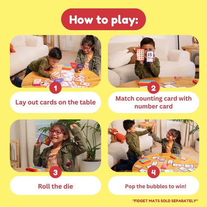 THE FIDGET GAME Counting and Numbers Flash Cards for Ages 3 to 7 (Facts 1-20) - Learning Tools for Pre-K & Kindergarten Activities, Preschool Flashcards - 2 Games Included