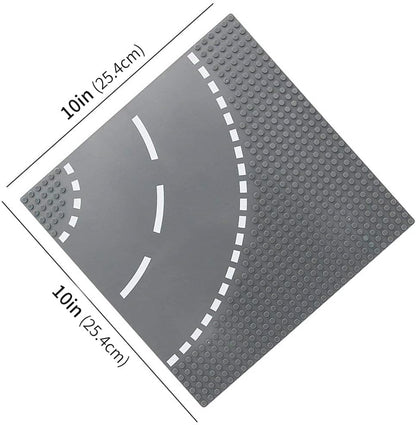 Feleph Classic Road Baseplates City Street Curve Road Building Block Kit 10 x 10 Inches Town Base Plate for Building Bricks Compatible with All Major Brands(Curve 2 Pieces)