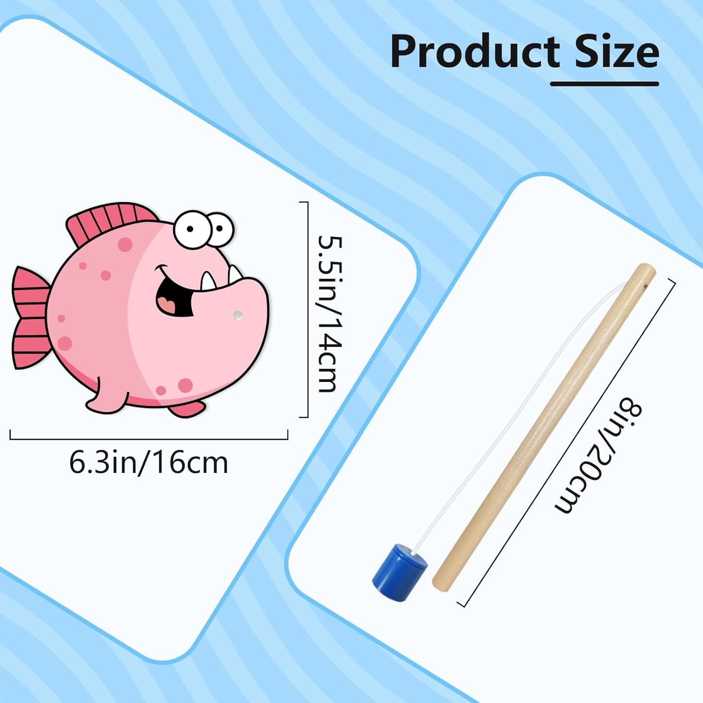 Magnetic Fishing Game Large Size Fish Cards Sight Word Games Educational Toys for Kids Kindergarten Montessori Fine Motor Skills Toys