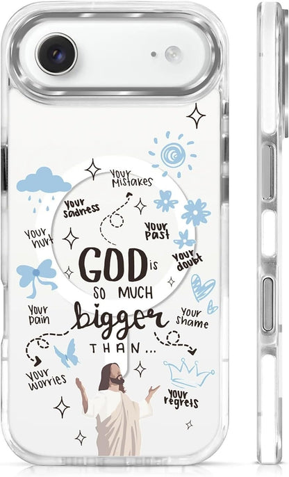 for iPhone 17 Pro Max Case [Compatible with Magsafe],Girls Women Clear Magnetic Case Silicone Shockproof Protective Cover with Pattern Colorful Motivational Letters