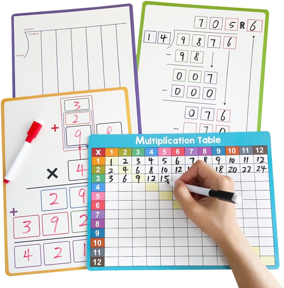 Lachilly Double Sided Dry Erase Handwriting Practice Boards Fractions Learning Place Value from Billions to Decimal Numbers Math Grid Manipulative Lapboard for Students