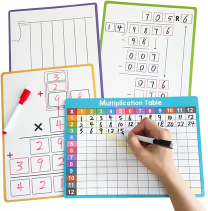Lachilly Double Sided Dry Erase Handwriting Practice Boards Fractions Learning Place Value from Billions to Decimal Numbers Math Grid Manipulative Lapboard for Students