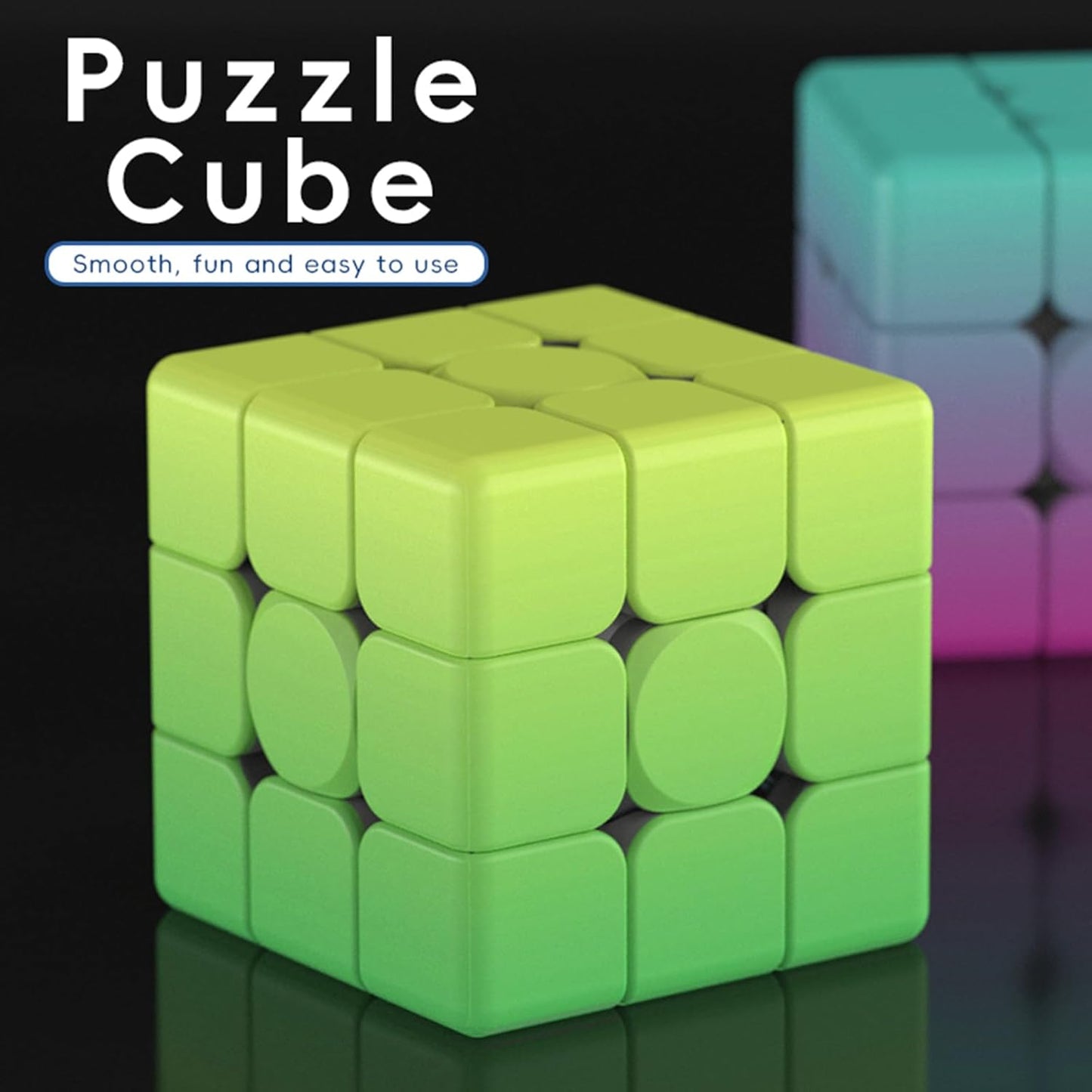 Gradient 3x3 Speed Cube, UV Printing Cube Magic Cube Educational Puzzles Toys for Kids,Beginners and Adults (Stickerless) Blue-PIink-Blue