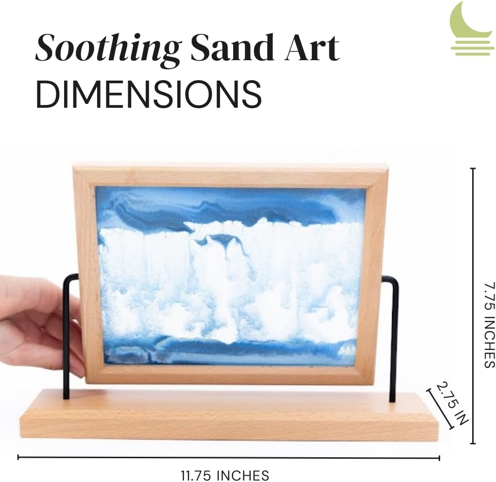 Moon Street Moving Sand Art Picture with Wooden Frame (360° Rotation) Customizable Flow Liquid Motion Sand Art - Glass and Sand Art - Relaxing Office and Home Decor - Increase Mindfulness and Zen