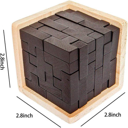 Wooden Brain Teaser Puzzles Box Brain Teasers Wooden Puzzle T-Shaped Geometric Intellectual Jigsaw Logic Cube Puzzles Mind Games for Kids and Adults
