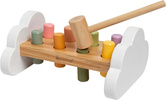 Pearhead Shape Sorter Toy – FSC-Certified Bucket with Carry Handle, 6 Colorful Wooden Blocks, Montessori Fine Motor & Color Recognition, Gender-Neutral Newborn Gift, 1 2 3 Year Old