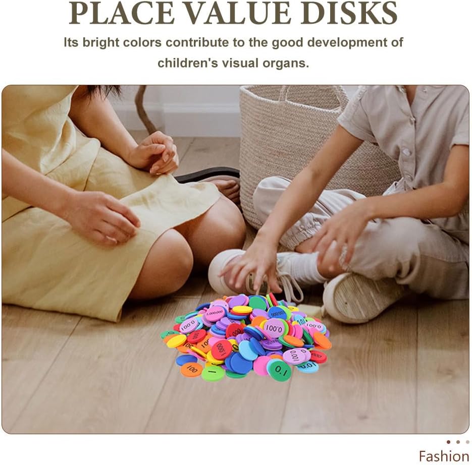 NUOBESTY 600pcs Colored Place Value Disks Educational Math Manipulatives Eva Learning Toys for Classroom and Home Use