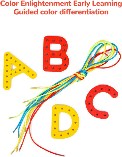 Uppercase Lacing Alphabet, 26 Letters Learning Must Haves, Teacher and Home School Supplies, Alphabet String Letter for Kids, Back to School Supplies