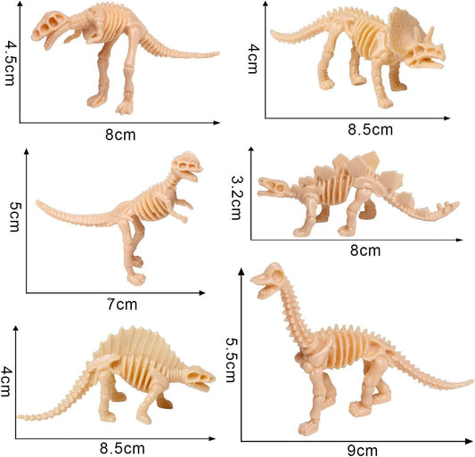 UPINS 24pcs Mini Dinosaur Figures and Dinosaur Fossil Skeletons,Plastic Dinosaurs Assorted Dino Bones with Storage Box Educational Gift for Science Play Sand Dig Party Favor Decorations