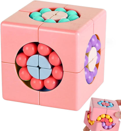 YUDANSI Magic Bean Puzzle Toy, Rotating Magic Bean & Fidget Cube 2-in-1, Rotating Magical Cube Fidgets Gift for Kids Boys Girls Age 3+, 5-7, 8-12, Brain Teaser Fingertip Toys for Teens Adults