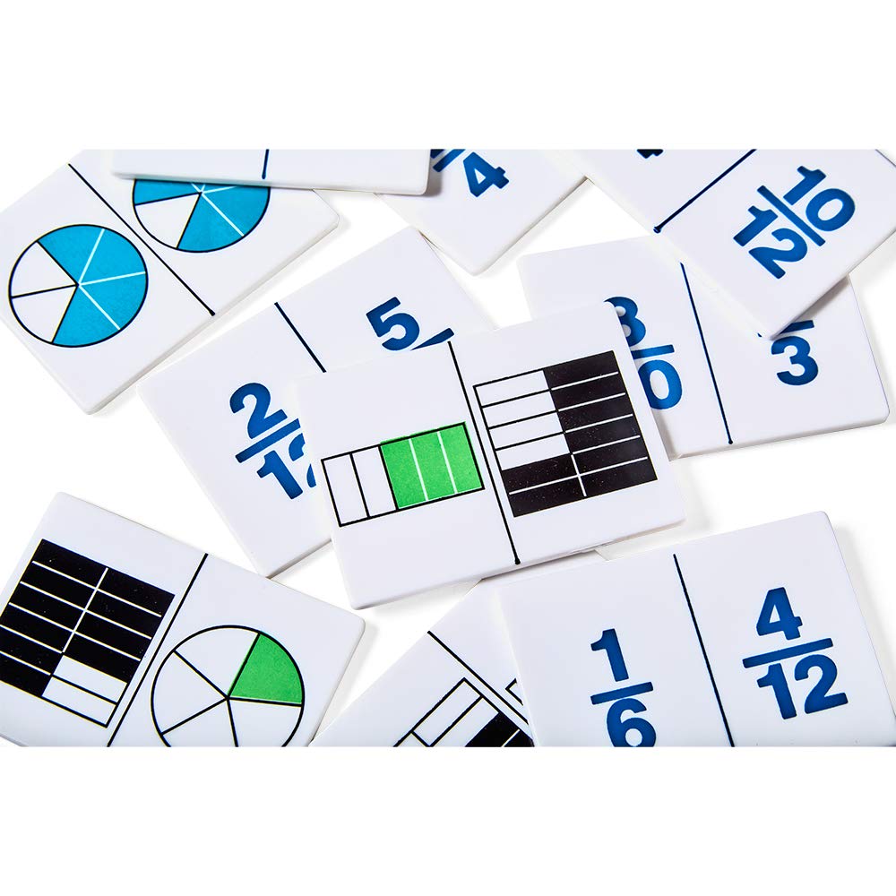 hand2mind Plastic Fraction Dominoes Game Tiles, Montessori Math Materials for Kids to Learn Decimal and Fraction Equivalence Math Manipulatives 4th Grade, Homeschool Supplies (Set of 30)