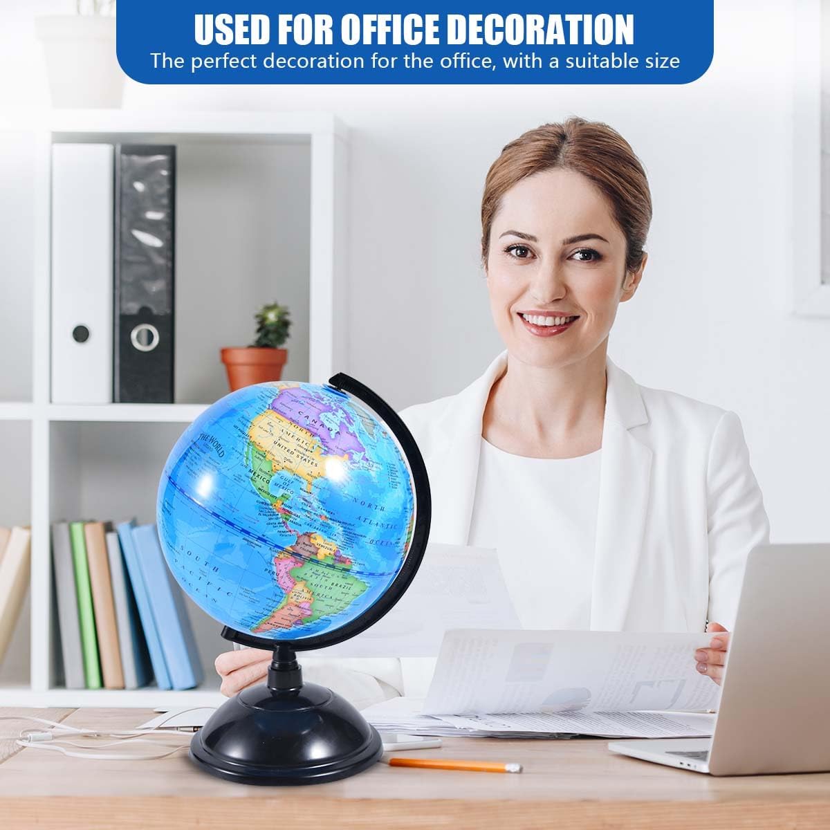 KISEER Rotating World Globe 6 Inch Spinning Earth Globe with Stand for Kids Learning Geography Classroom Education or Office Home Decorations