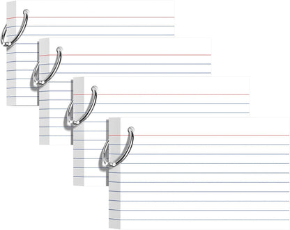 Index Cards 3x5 Inches, 300 PCS, Colored Flash Cards With Ring, Punched Lined Study Card Ruled Flashcards Notecards, Ruled Front And Blank Back, Note Card for School, College And Home