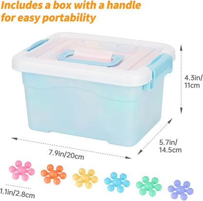 Snowflake Interlocking Building Block Educational Toy 300PCS for Kids Ages 3+, Multi-Color Solid Plastic Early Learning Creativity STEM Toy with Carrying Case Safe Material