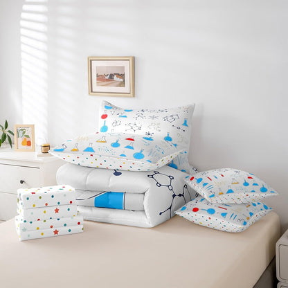 Erosebridal Chemical Equation Bed in a Bag Queen Comforter Set 7 Piece,Chemistry Bedding Sets Science Students Learning Gift Sheet Set with Comforter,Molecular Formula Education Bed Set - Colors A
