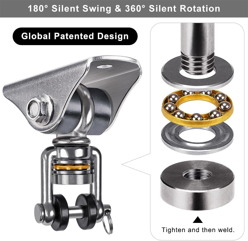 SELEWARE Anti-Squeaking Swing Hanger Stainless Steel Swing Set Hook Ceiling Mount Bracket for Hammock Chair Toddler Swing Yoga Swing Punching Bag 2 Packs