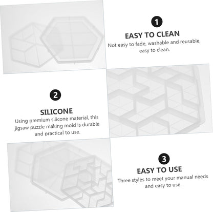 DECHOUS 3pcs Tangram Mold Silicone Molds for Resin Puzzles Geometric Shape Silicone Tray Kids Puzzle Crystal Tray DIY Art Creative Tangram Mould Jigsaw