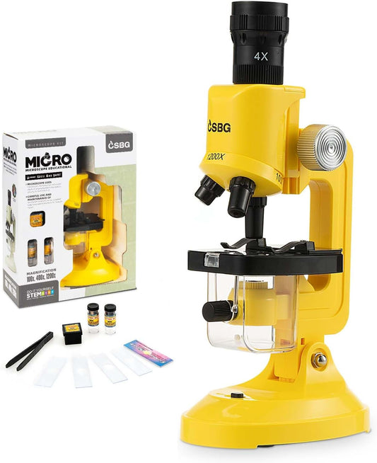 Little World Microscope for Kids, 100x 400x and 1200x Science Kits for Kids Age 5-7 Age 8-12, Microscope Beginner Kit with LED, Learning Resources Toys, Science Experiment STEM Kits for Boys Girls