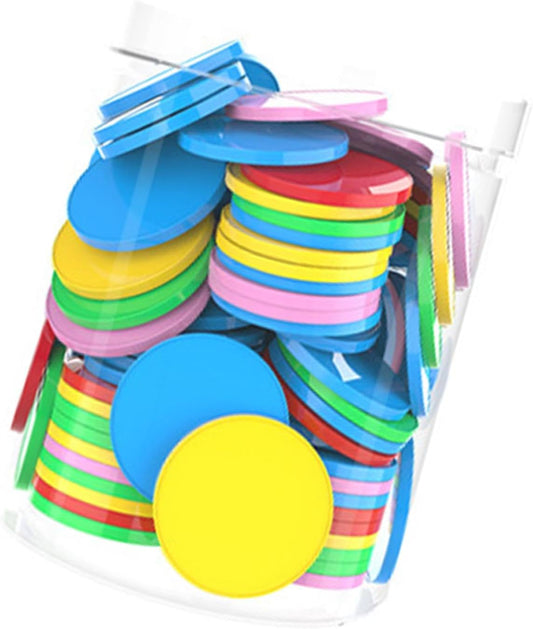 100 Pieces 25mm Counting Chips Math Counters for Bingo Games with Storage Box PP Material, Red