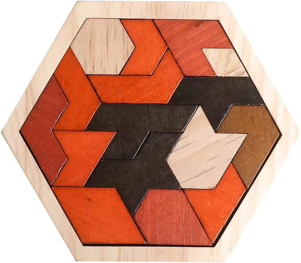 Skrtuan 5 Pack Wooden Puzzles Set - STEM Montessori Educational Board Games and Logic Traning Brain Teaser Geometric Shapes Tangram Puzzle Games for Kids Ages 3+