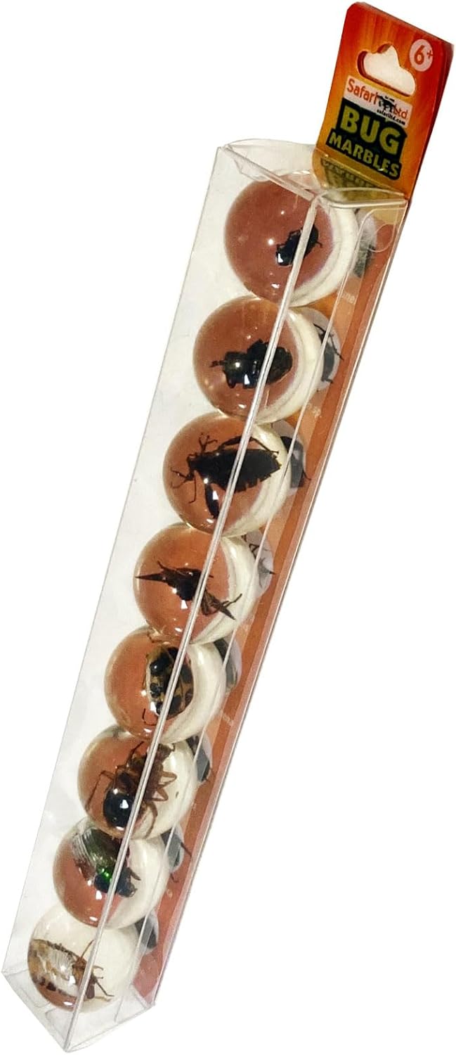 Safari Ltd. Geoworld Bug Marbles - Set of 8 Marbles 1 Inch with Real Insect Specimens