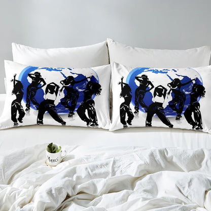 Manfei Musical Kids Fitted Sheet Full Size, MusicalGuitar Radio Drum Kit Headset Print Bedding Set 3pcs for Boys Girls, Rock Music Bed Cover with 2 Pillowcases, Soft Polyester Bedding, No Top Sheet
