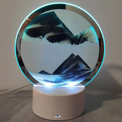 Moving Sand Art Picture Round Glass 3D Deep Sea Sandscape in Motion Display Flowing Sand Frame, Large Desktop Art Toys, Home & Office Desktop Decorations(Black, RC-Crotrol)