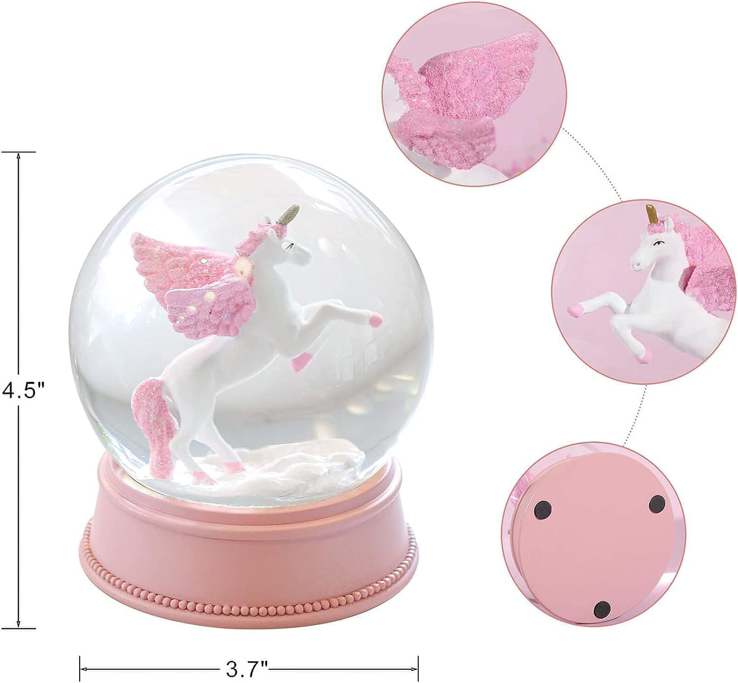 Flamingo Snow Globe for Adults, Christmas Snow Globes for Girls Kids Women, 100MM Glitter Snowglobe Gifts for Valentines Halloween Birthday Table Decor